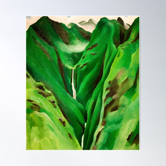 Georgia O'Keeffe Waterfall No. 3 Iao Valley Poster Wall Art, UNFRAMED PAPER POSTER