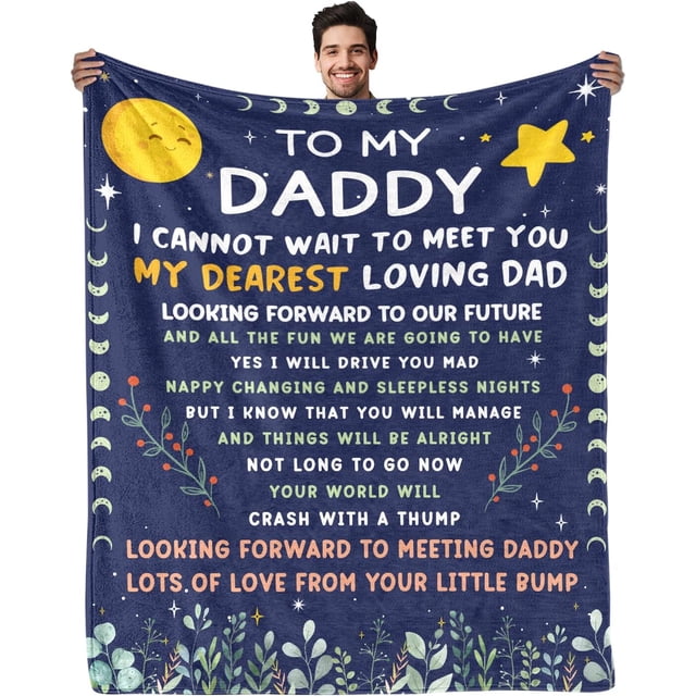 LHSHID New Dad Gifts Blanket First Time Dad Gifts Expectant Dad Gifts Dad to be Gifts for 1st Time Dad Dad Est New Dad Flannel Blanket and Throws 30"x40"