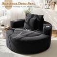 thumbnail image 3 of Muumblus 55" Indoor Round Chaise Lounge with Cup Holders, Oversized Boneless Accent Barrel Chair, Black Corduroy, 3 of 10