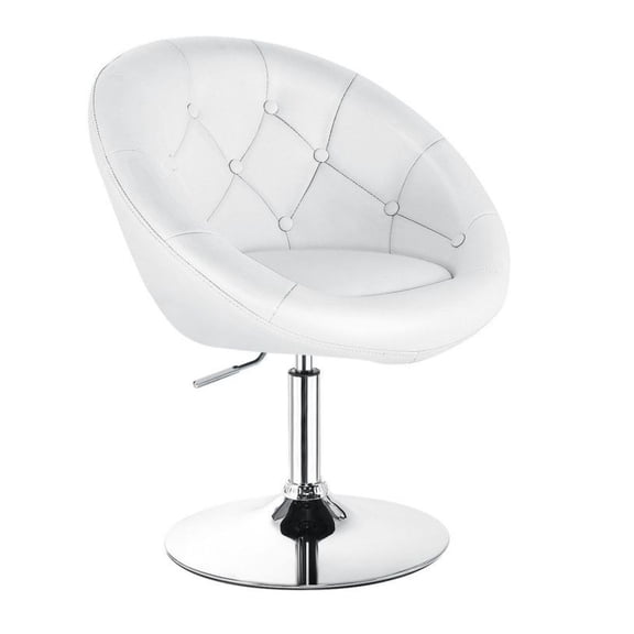 Adjustable Swivel Bar Stool - Modern Round Tufted Accent Chair - Black/White - 330 lbs Capacity - Home, Bar, Office