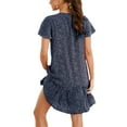 thumbnail image 2 of Womens Casual Loose Swing Mini Dress Polka Dot V Neck Button Down Ruffles Beach Dress, 2 of 3