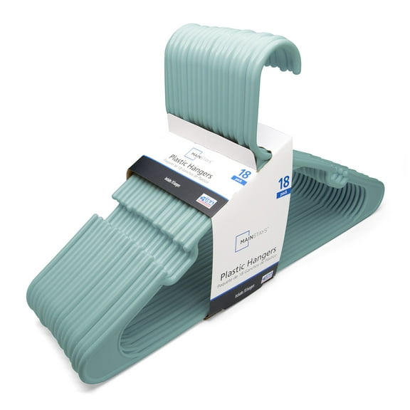 Mainstays Durable Plastic Notched Clothing Hangers, 18 Pack, Blue Cameo