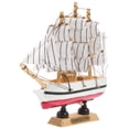 thumbnail image 4 of Wooden Sailboat Ornament Mediterranean Style Sailboat Model Wooden Craft Home Table Decoration (Random Color and Letters), 4 of 8