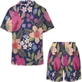 thumbnail image 4 of PRIYAL Pomegranate Flowers Pattern Silk Women Pajama Set Short Sleeve Comfy Pjs Sets 2 Piece Lounge Set, 4 of 4