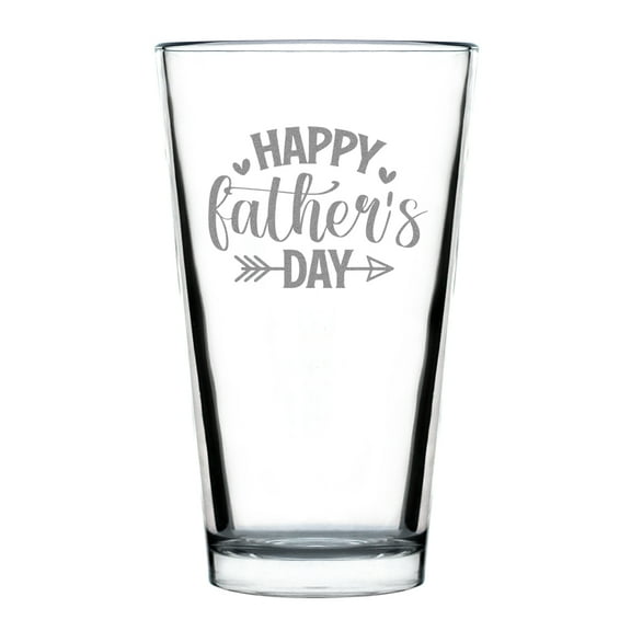 Happy Father's Day Pint Glass, Hand Engraved 16oz Standard Unique Gift, Etched Glass for Dad, Personalized Gift