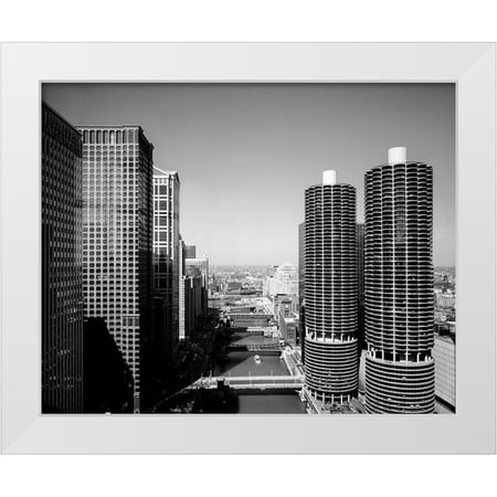 Highsmith, Carol 18x15 White Modern Wood Framed Museum Art Print Titled - Marina city overlook Chicago Illinois