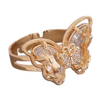 CILENON Rings for Women Non Tarnish Fashion Three-Dimensional Butterfly Ring Open Ring Natural Rings Personalized Opening Adjustable Ring Pinky Ring Stainless Steel Rings for Women (G,One Size)