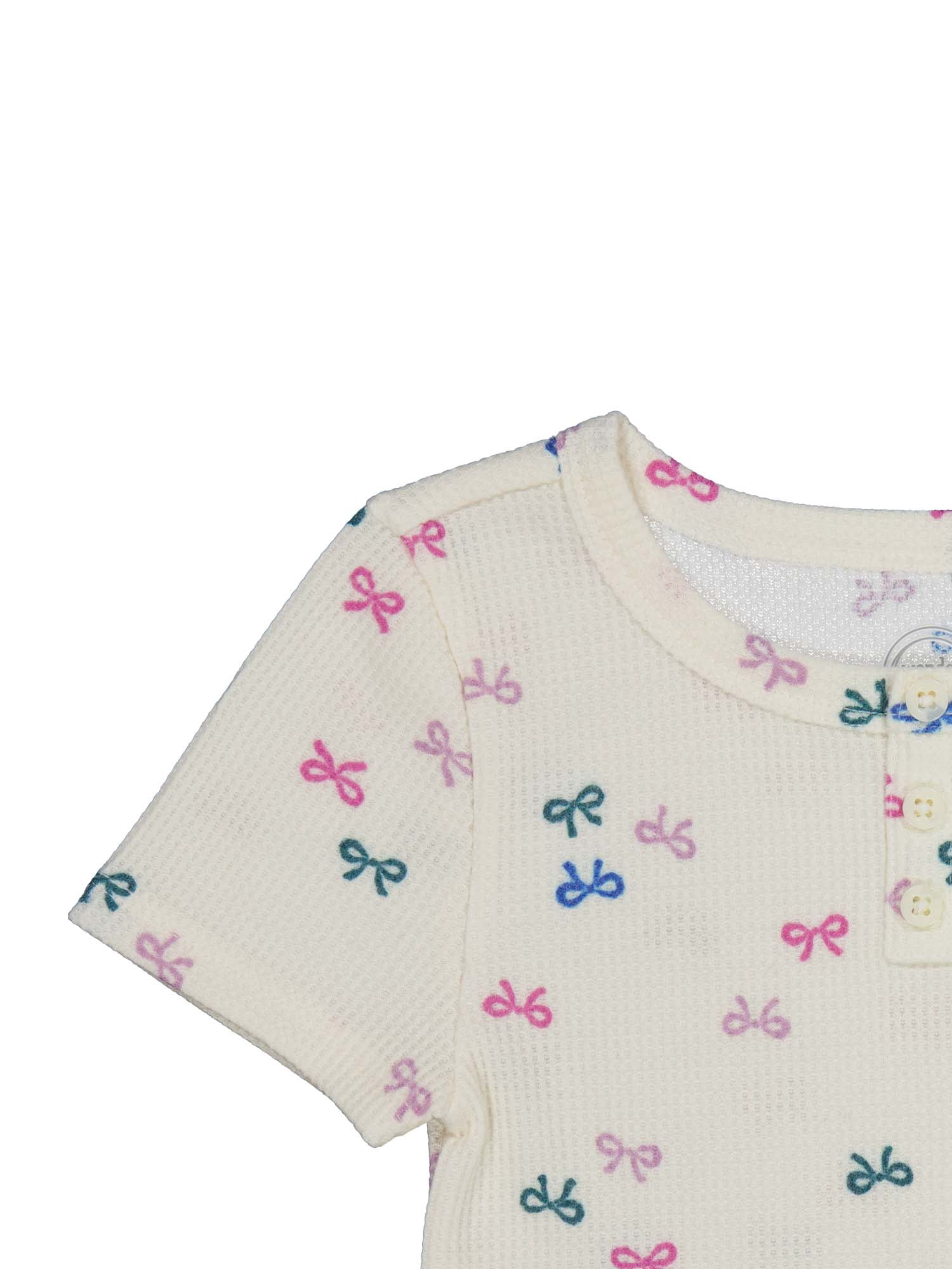 Wonder Nation Girls Short Sleeve Waffle Henley Knit Top, Sizes 4-18