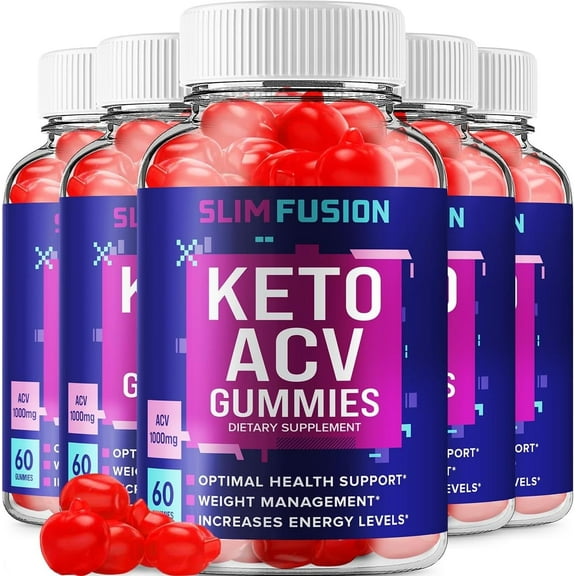 (5 Pack) Slim Fusion Keto ACV Gummies - Keto SlimFusion ACV Advanced Formula Plus Apple Cider Vinegar Dietary Supplement B12 Beet Root Juice Men Women (300 Gummies)