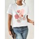 thumbnail image 3 of Casual Floral Graphic Round Neck Short Sleeve Women T-Shirt, Suitable For Summer, 3 of 7