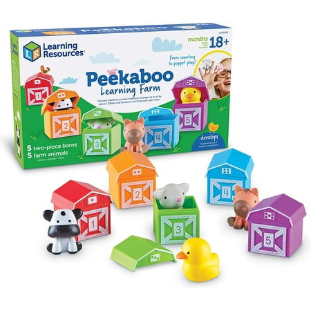 Learning Resources Peekaboo Learning Farm, Counting, Matching & Sorting Toy, Toddler Finger Puppet Toy, 10 Piece Set, Easter Gift for Kids, Easter Toys, Ages 18 mos+