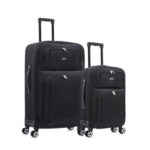 TOSCANO Gestore 2-Piece 19" & 30" Softside Lightweight Luggage Set, Expandable, 360-Degree Spinner Wheels - Black