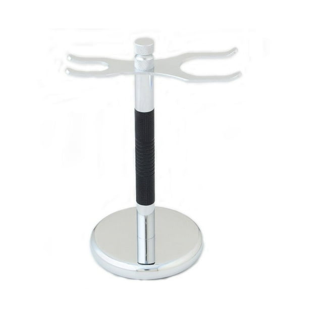Shaving Brush and Safety Razor Stand by Shave Classic, Stainless Steel Black & Chrome SST-26