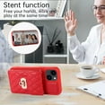 thumbnail image 4 of SaniMore for iPhone 14 PU Leather Case, Multi-Functional Metal Snap Wallet Cover with Card Slot & Kickstand Shoulder Strap Full Body Protective Shell for iPhone 14, Red, 4 of 10