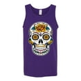 thumbnail image 2 of Wild Bobby Day Of The Dead Sugar Skull Pop Culture Men Graphic Tank Top, Purple, Medium, 2 of 5