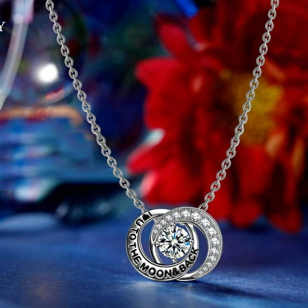 Golden Nyc Jewelry Swarovski Elements Pav E Love You To The Moon Amp Back Necklace In 14k White Gold Walmart Com Walmart Com