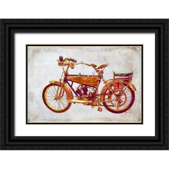 Murdock, Ramona 32x23 Black Ornate Wood Framed with Double Matting Museum Art Print Titled - Vintage Motorcycle