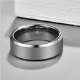 thumbnail image 4 of 8mm Classic Silver Tungsten Rings for Men Minimalist Wedding Band with Beveled Edges, 4 of 5