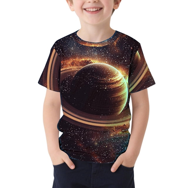 Camiseta de Manga Corta Crop Top Impresión Gráfica Cuello Redondo Camiseta Casual para Niños 3-14 Años Niños Camiseta de Manga Corta para Fiesta Foto Vacaciones