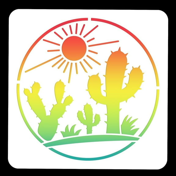 Cactus Painting Stencil 11.81x11.81 Inch Reusable Craft Stencils Hollow Out Drawing Painting Template for Painting