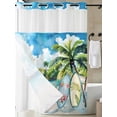 thumbnail image 3 of No Hook Shower Curtain with Snap-in Liner, Summer Beach Waterproof Fabric Bathroom Curtains, Tropical Coastal Palm Tree Surfboard Bath Curtains & Mesh Top Window 72"x84" Long, 3 of 9