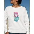thumbnail image 2 of Manga Schoolgirl Grinning Sweatshirt Women -Image by Shutterstock, Female Small, 2 of 4