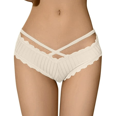 JDEFEG Boy Cut Underwear Women Womens Cropped Waist Panties Comfortable Waist Thin Lace Trim Briefs Seamless Boy Shorts Panties For Women Polyester Beige
