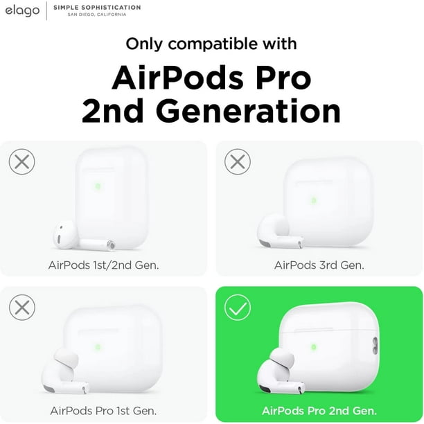 elago Coque en Silicone Compatible avec Apple AirPods Pro 2nd Generation  Case Cover (2022), Housse de Protection, Avant 