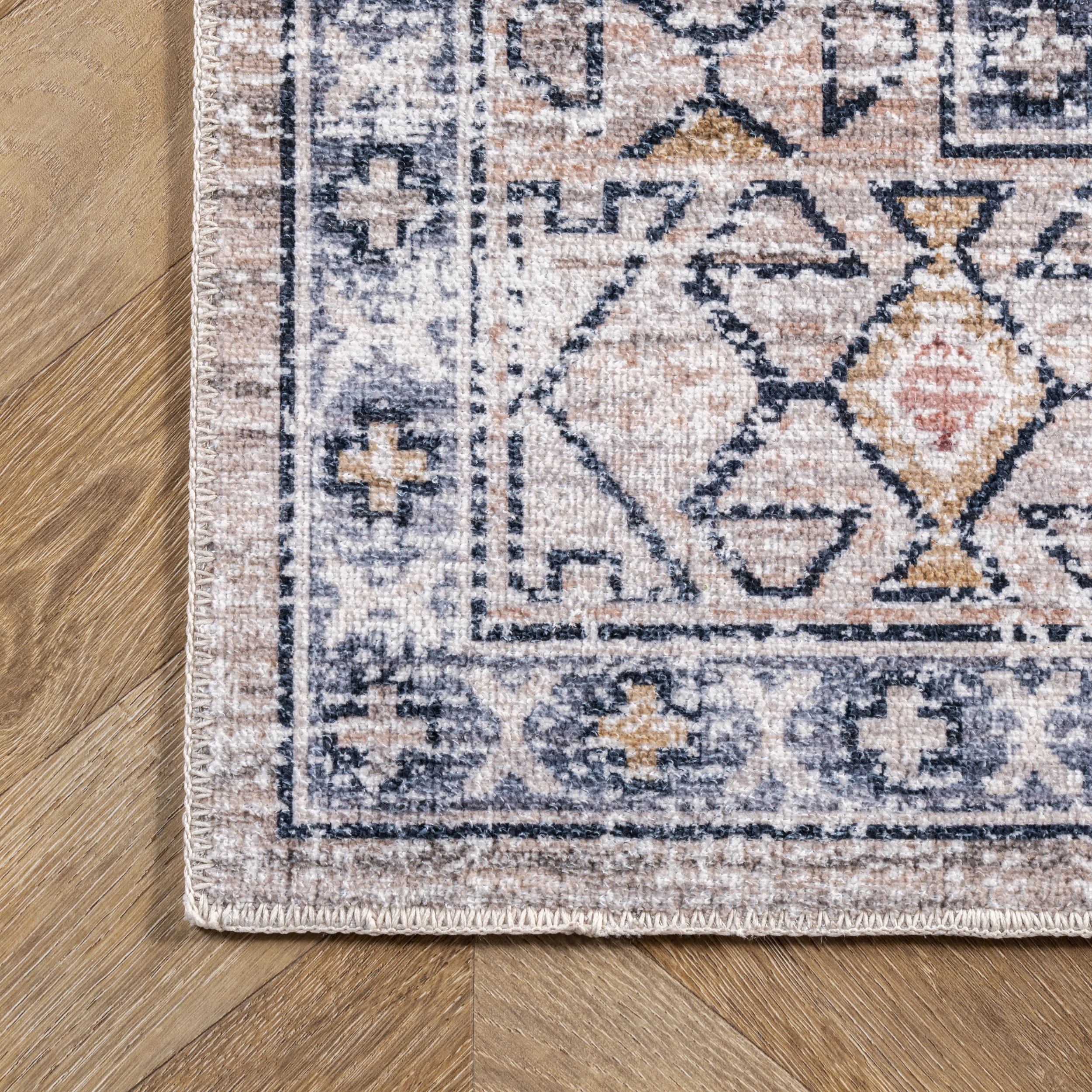 nuLOOM Mae Tribal Motif Machine Washable Peach 8' Modern Square Rug