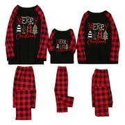 WXLWZYWL Christmas Pajamas for Family Christmas Tree Print Pajamas Buffalo Plaid Reindeer Xmas Pjs Clothes Sleepwear Pajama Sets Womens Clearance Pajama Sets