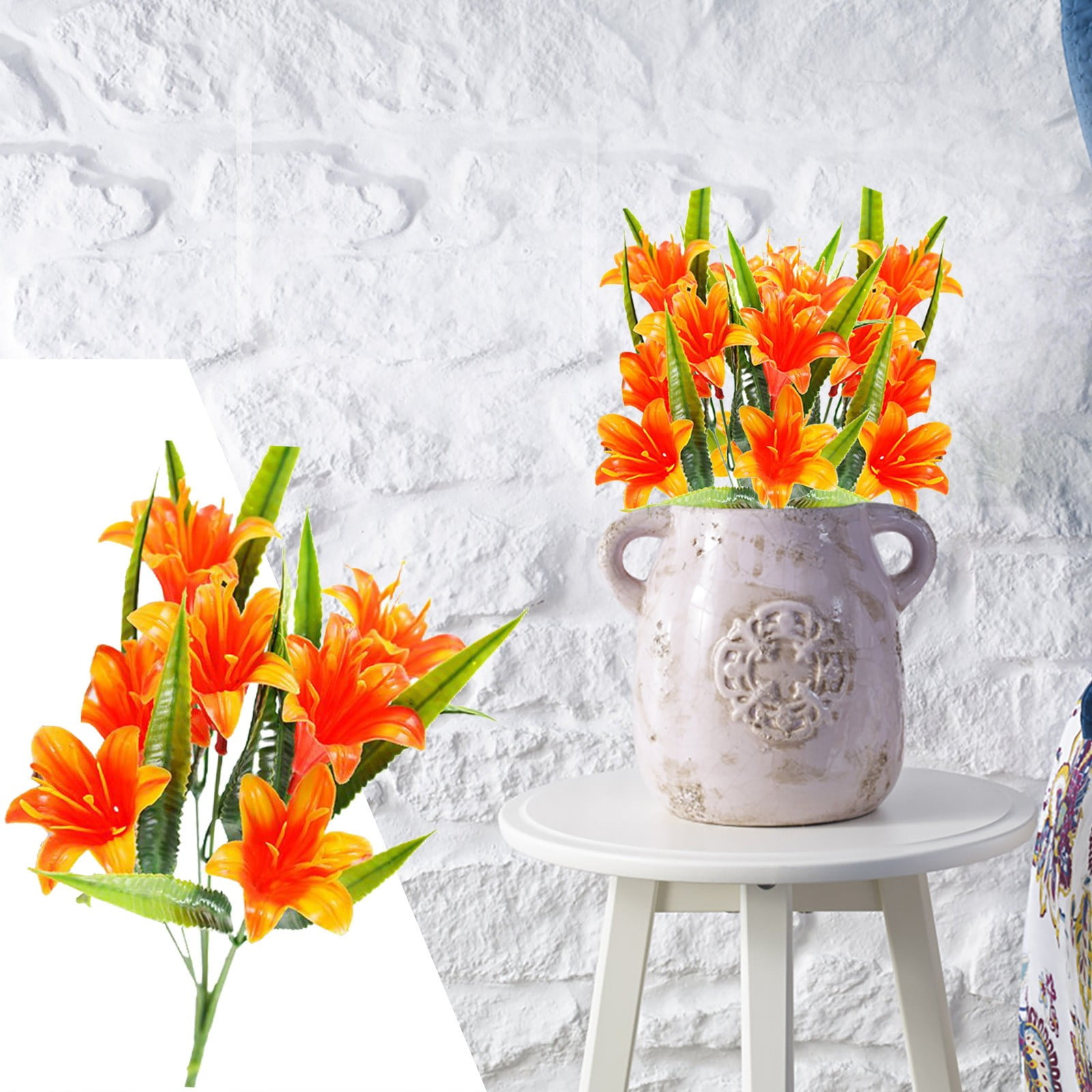 HCTSHG Lily Flower Artificial Flower Potted Decoration Wedding Decoration Dry Flower Decoration Artificial Artificial Artificial Flower