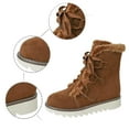 thumbnail image 5 of Xiaoxatg Women's Mid-Calf Boots Fashionable Winter Lace Up Solid Color Lined Comfortable and Warm Walking Footwear for Women 9 Brown, 5 of 9