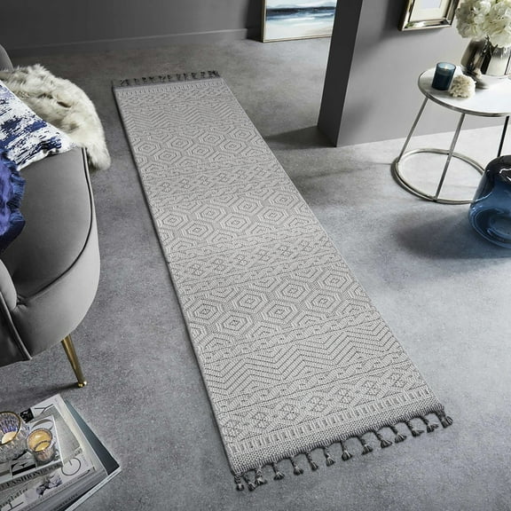 2x8 White Geometric Carpet, Stain , Non-shedding, And Pet-, Medium Pile, Versatile For Any Room Area Rug 2x8, Stain- & Pet Safe, To Spills