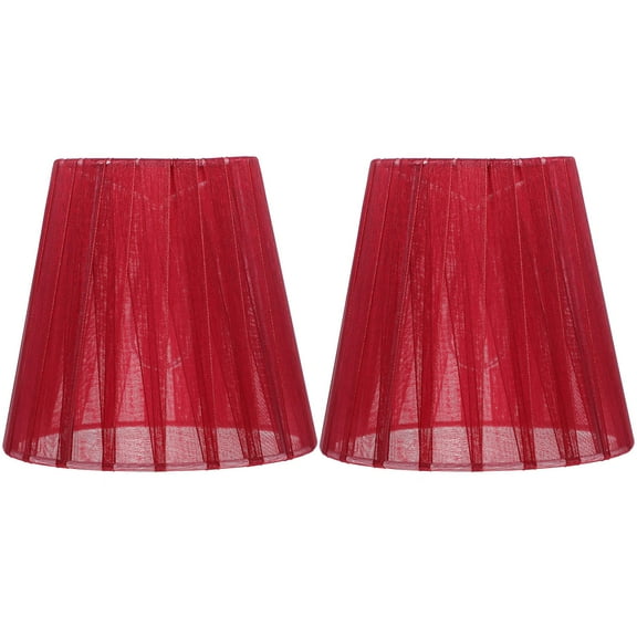ULTNICE 2pcs Clip On Lamp Shade Red Fabric Light Shade for Wall Lamp Bedroom Living Room