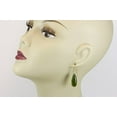 thumbnail image 3 of 14k Yellow Gold Green Olive Simulated Quartz Earrings Faceted Teardrops Simple Dangle Drops 1.7" Designed for Adult Women, 3 of 5
