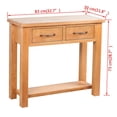 thumbnail image 2 of Console Table With 2 Drawers 83x30x73 Cm Solid Oak Wood Hall Tables, 2 of 5