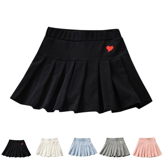 UJNDER Pleated Skirt Girls Pleated Skirt School Skirt Skirt Pleated Skirt Casual Skater Skirt with Shorts Skirts for Girls Black,10-11 Years