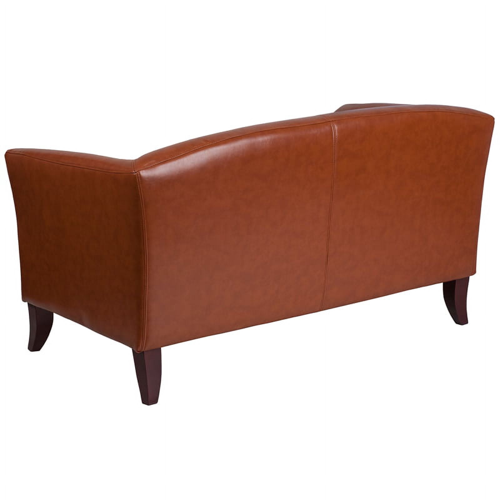 Emma + Oliver Cognac LeatherSoft Loveseat with Cherry Wood Feet