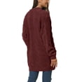 thumbnail image 3 of INSPIRE CHIC Women's Fall Winter Long Sleeve Cable Knit Open Front Sweater Cardigan with Pockets L Wine Red, 3 of 6