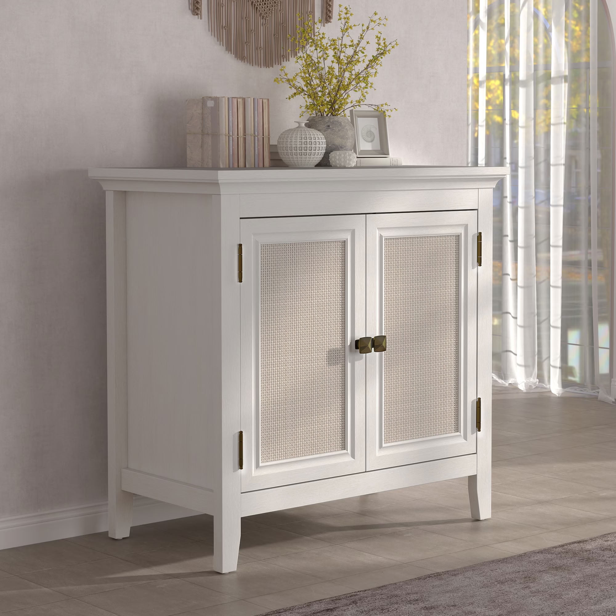 MAYEERTY 28" Sideboard Buffet Cabinet with Rattan Doors, Boho Accent Storage Cabinet with Adjustable Shelf, for Dining Room, Living Room, Entryway