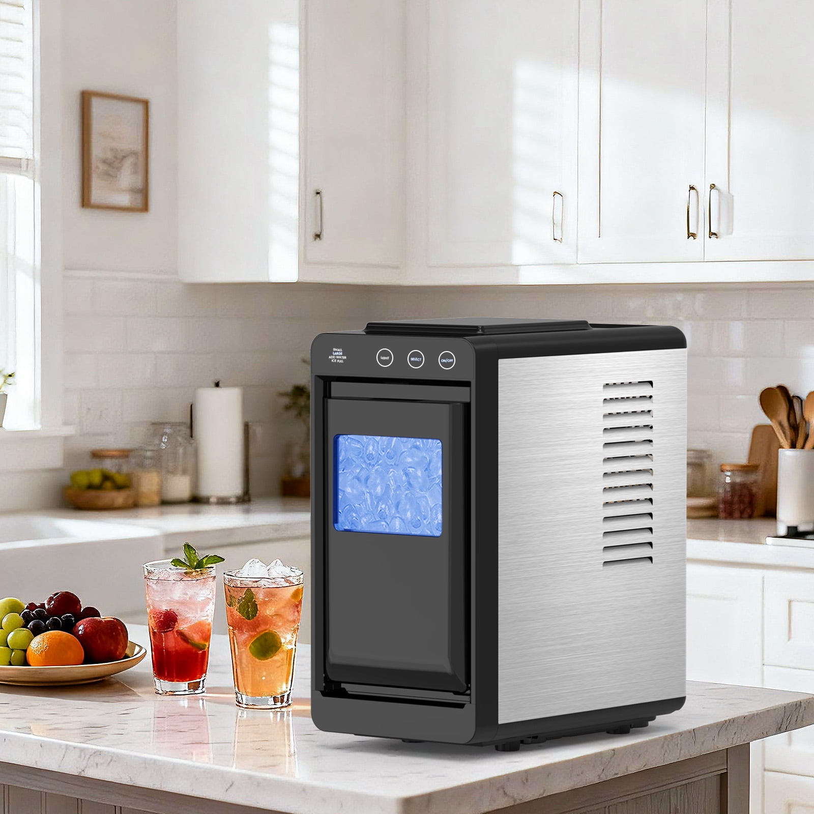 KNDKO Ice Maker, 26lbs in 24Hrs, 8 Cubes in 6 Mins, 0.8L Tank & 1.1lb Storage, Auto Clean with Basket & Scoop, Portable for Home/Kitchen/Camping/RV