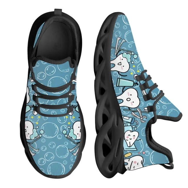 Zapatillas de deporte dentales de moda para mujer, zapatos de plataforma ligeros y antideslizantes para mujer, cómodos, con cordones, de malla, tenis
