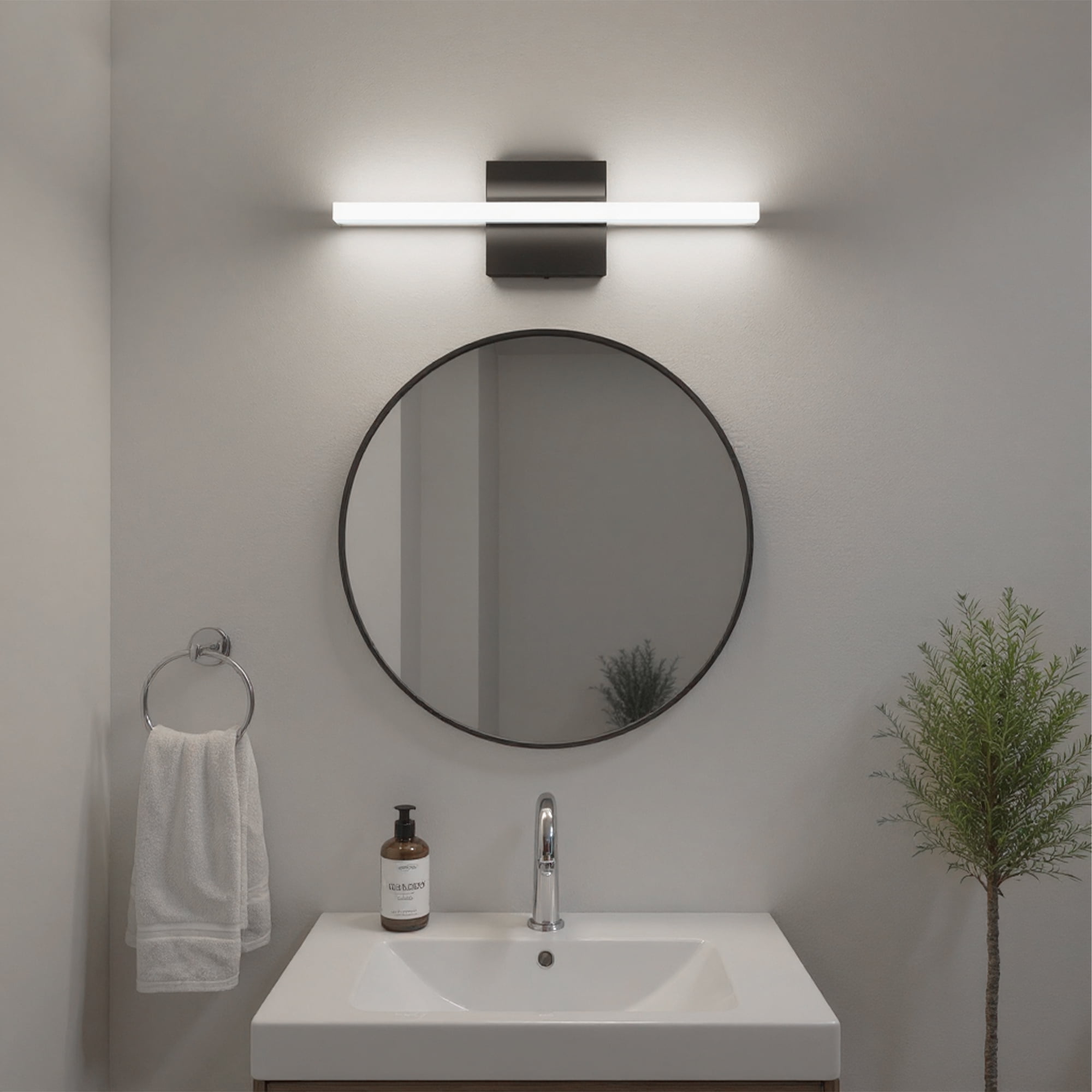 YANSUN Modern LED Vanity Light Bar Acrylic Black Bathroom Wall Lights Fixtures, 15.9 in 15W Bath Lighting Over Mirror for Bathroom Kitchen Bedroom Cool White 6000K