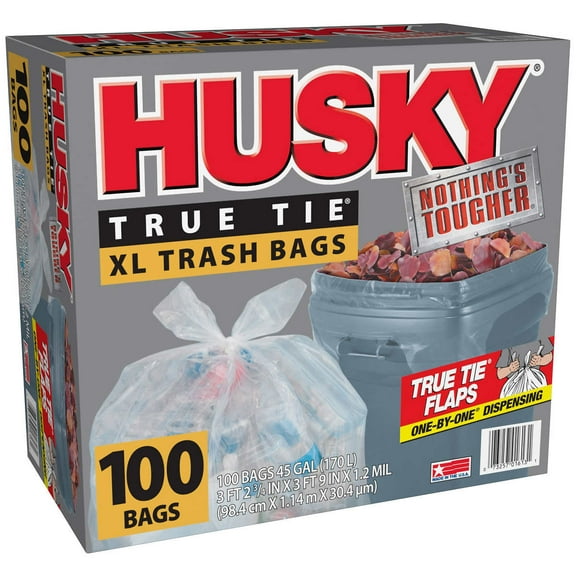 Husky True Tie XL Trash Bags 45 Gallon (100 Count)
