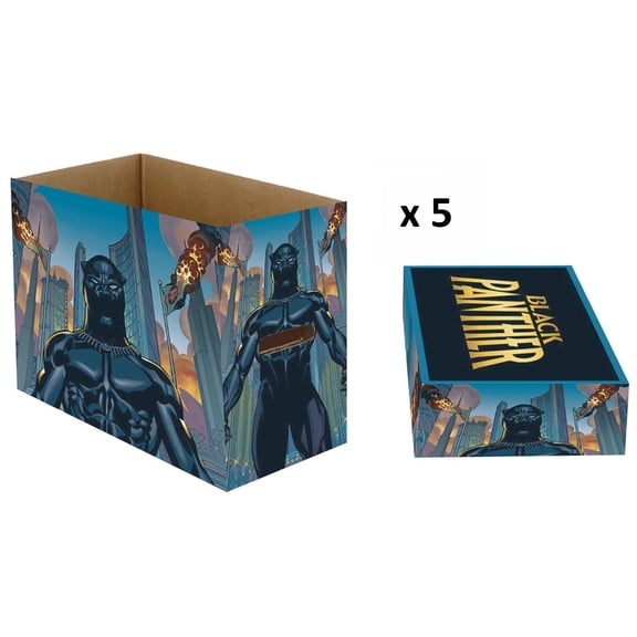 Marvel Comics Black Panther Short Comic Storage Box- 5 Pack Bundle