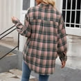 thumbnail image 4 of Back to School Loose Fit Boyfriend Shirts,Women's Autumn Thin Casual Lightweight Flannel Plaid Button Down Shirts Oversized Long Sleeve Shacket Jacket Tops,Woolen Shirt Jacket(Size:2XL), 4 of 9