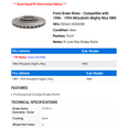thumbnail image 2 of Front Brake Rotor - Compatible with 1986 - 1994 Mitsubishi Mighty Max 4WD 1987 1988 1989 1990 1991 1992 1993, 2 of 2