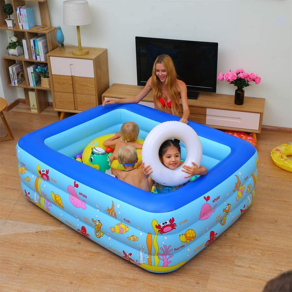 Inflatable Swimming Pool, Family Kiddie Pool, Full-Sized Inflatable Pool for Kids and Adults, Blow Up Lounge Pool for Backyard, Garden, Outdoor, Party