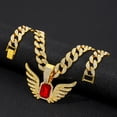 thumbnail image 4 of Hip Hop Cuban Chains Red Gemstone Wing Pendant Diamond Cuban Necklace for Men and Women 15mm Necklaces Jewelry Iced Out Bling Chain, 4 of 6