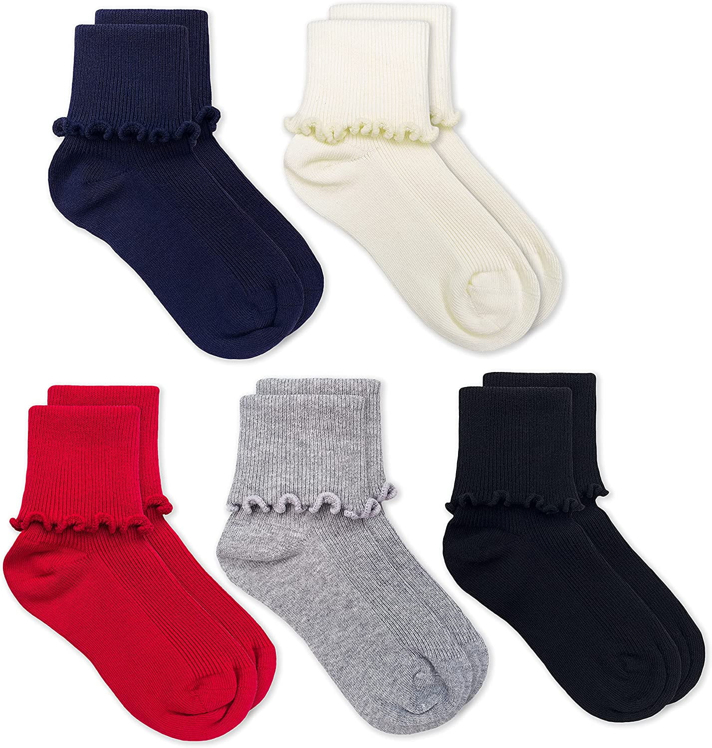 JEFFERIES Ankle Socks SEAMLESS Cotton Blend NB-10 YRS Ripple Edge Trim Colors